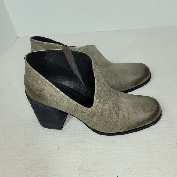Free People Boots Womens Size 10.5 Gray Ankle Boot Bootie Leather Block Heel - Picture 2 of 16